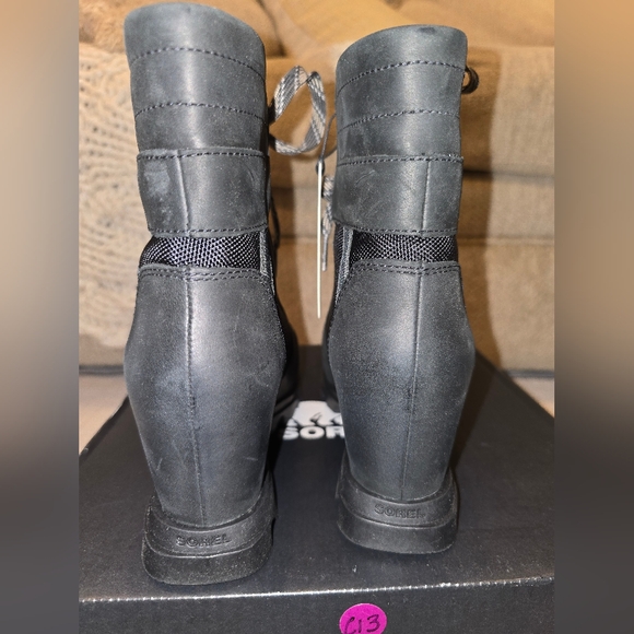 NIB SOREL Joan Of Arctic Wedge III Lexie Boot Women's 7.5 black noir Ankle Boots - Picture 10 of 13